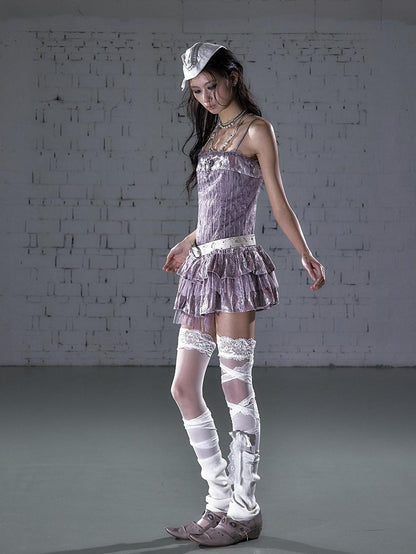 NO ROMANCE Vintage Ballet Tulle Puff Spaghetti Strap Women&