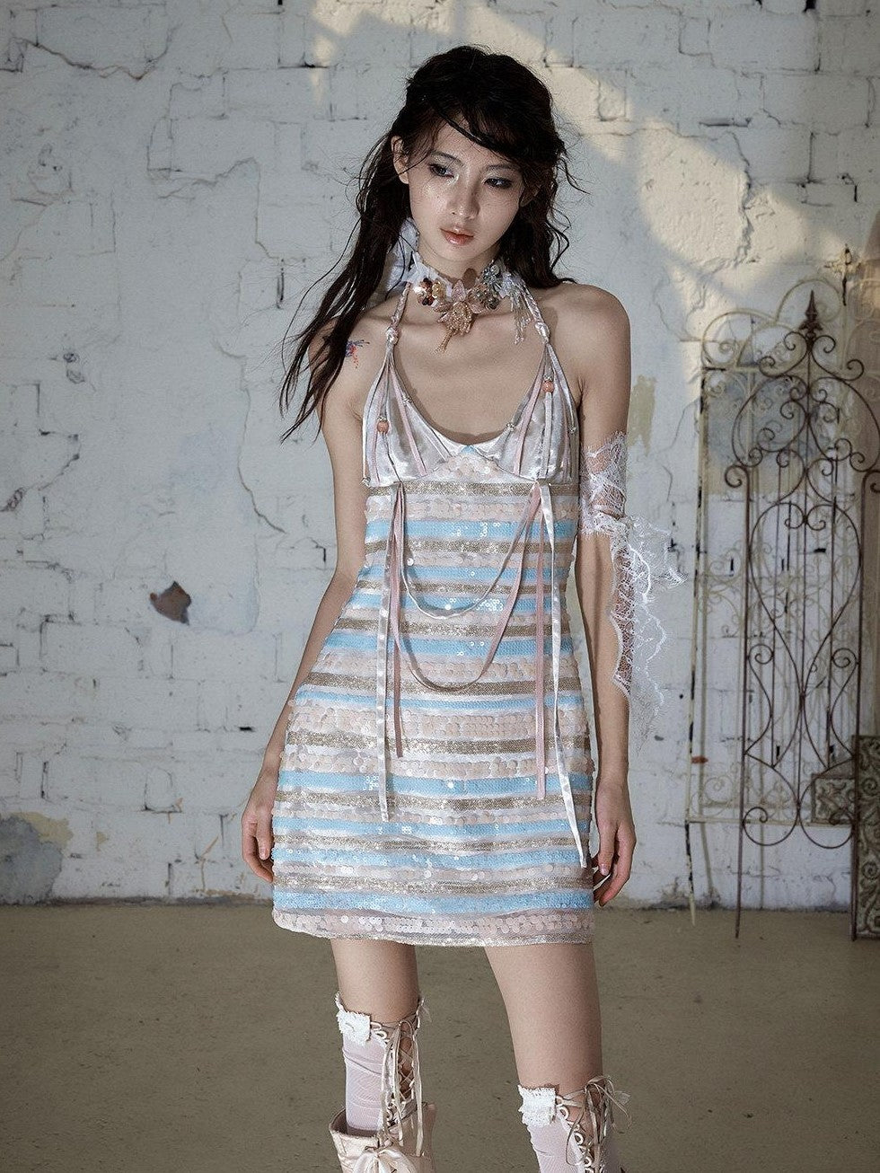 NO ROMANCE Vintage Baroque Embellished Sequin Women&