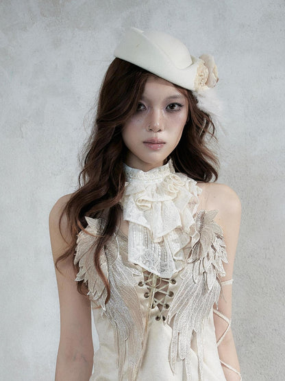 NO ROMANCE Vintage Baroque French Lace Multilayer Collar Women&