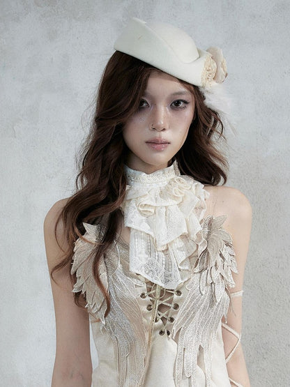NO ROMANCE Vintage Baroque French Lace Multilayer Collar Women&