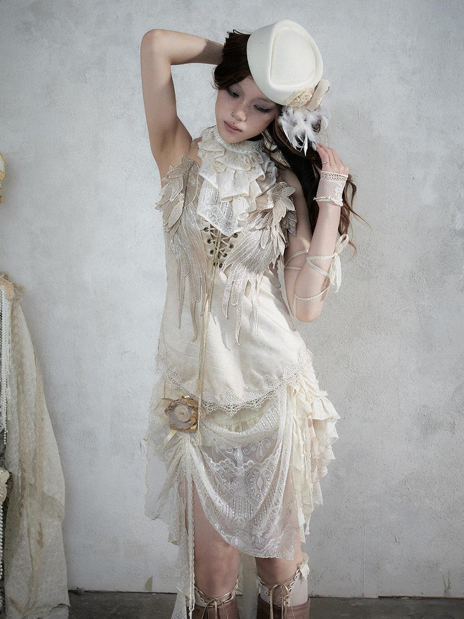 NO ROMANCE Vintage Baroque French Lace Multilayer Collar Women&