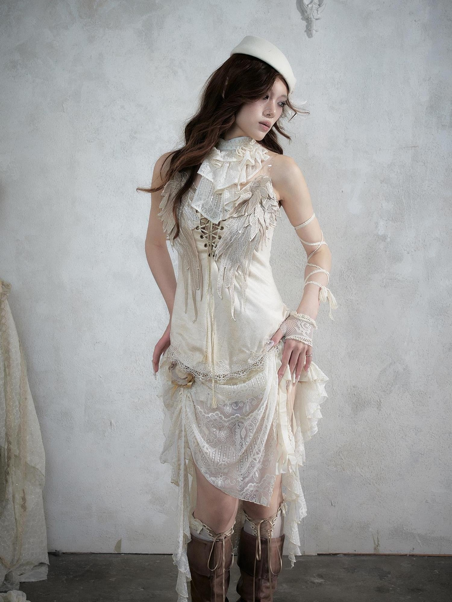 NO ROMANCE Vintage Baroque French Lace Multilayer Collar Women&