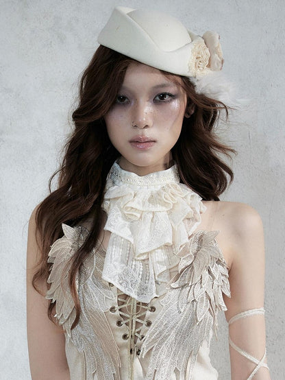 NO ROMANCE Vintage Baroque French Lace Multilayer Collar Women&