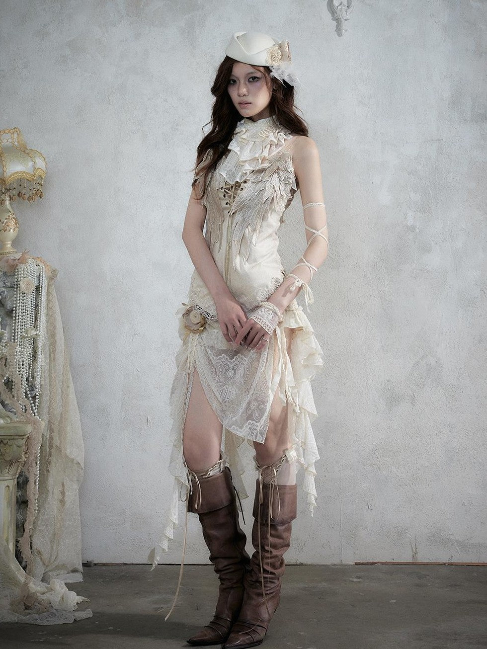 NO ROMANCE Vintage Baroque French Lace Multilayer Collar Women&