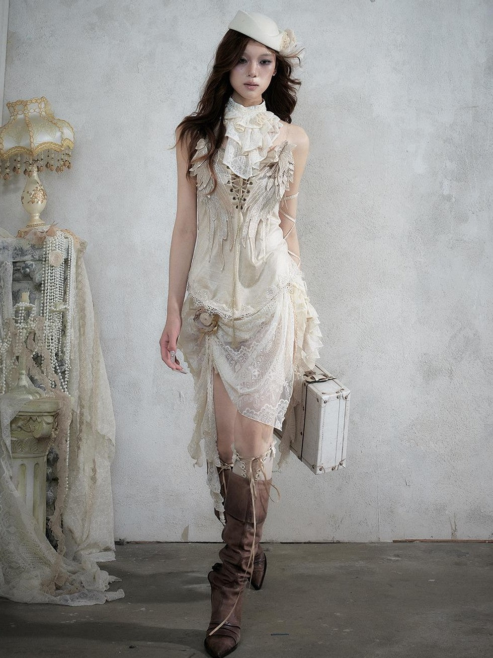 NO ROMANCE Vintage Baroque French Lace Multilayer Collar Women&
