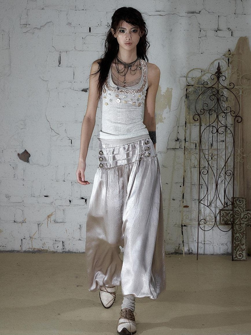 NO ROMANCE Vintage Baroque Lace Lantern Wide Leg Women&