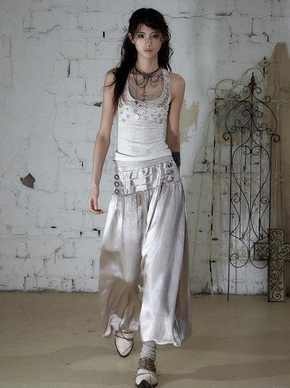 NO ROMANCE Vintage Baroque Lace Lantern Wide Leg Women&