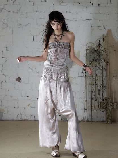 NO ROMANCE Vintage Baroque Lace Lantern Wide Leg Women&