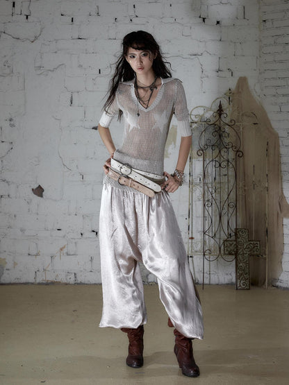 NO ROMANCE Vintage Baroque Lace Lantern Wide Leg Women&