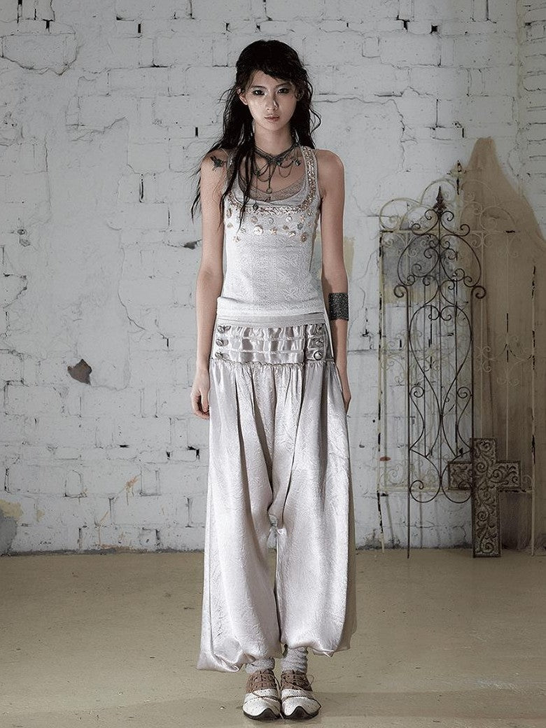 NO ROMANCE Vintage Baroque Lace Lantern Wide Leg Women&