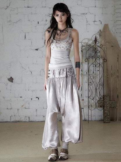 NO ROMANCE Vintage Baroque Lace Lantern Wide Leg Women&