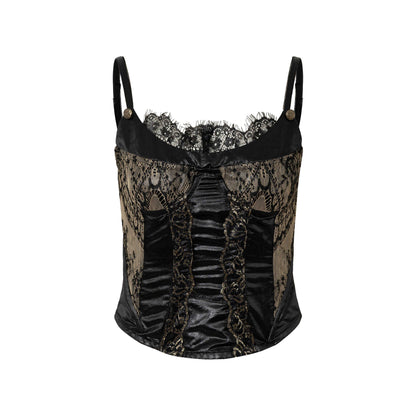 NO_ROMANCE_Vintage_Court_Waist_Cinching_Lace_Trim_Boned_Bustier_Women&