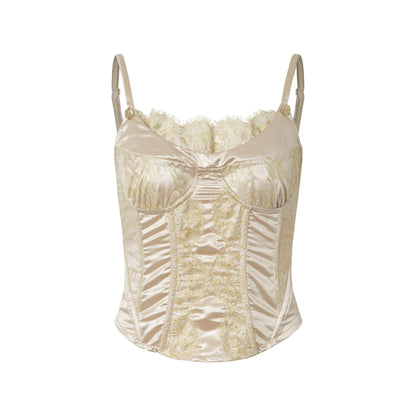 NO_ROMANCE_Vintage_Court_Waist_Cinching_Lace_Trim_Boned_Bustier_Women&