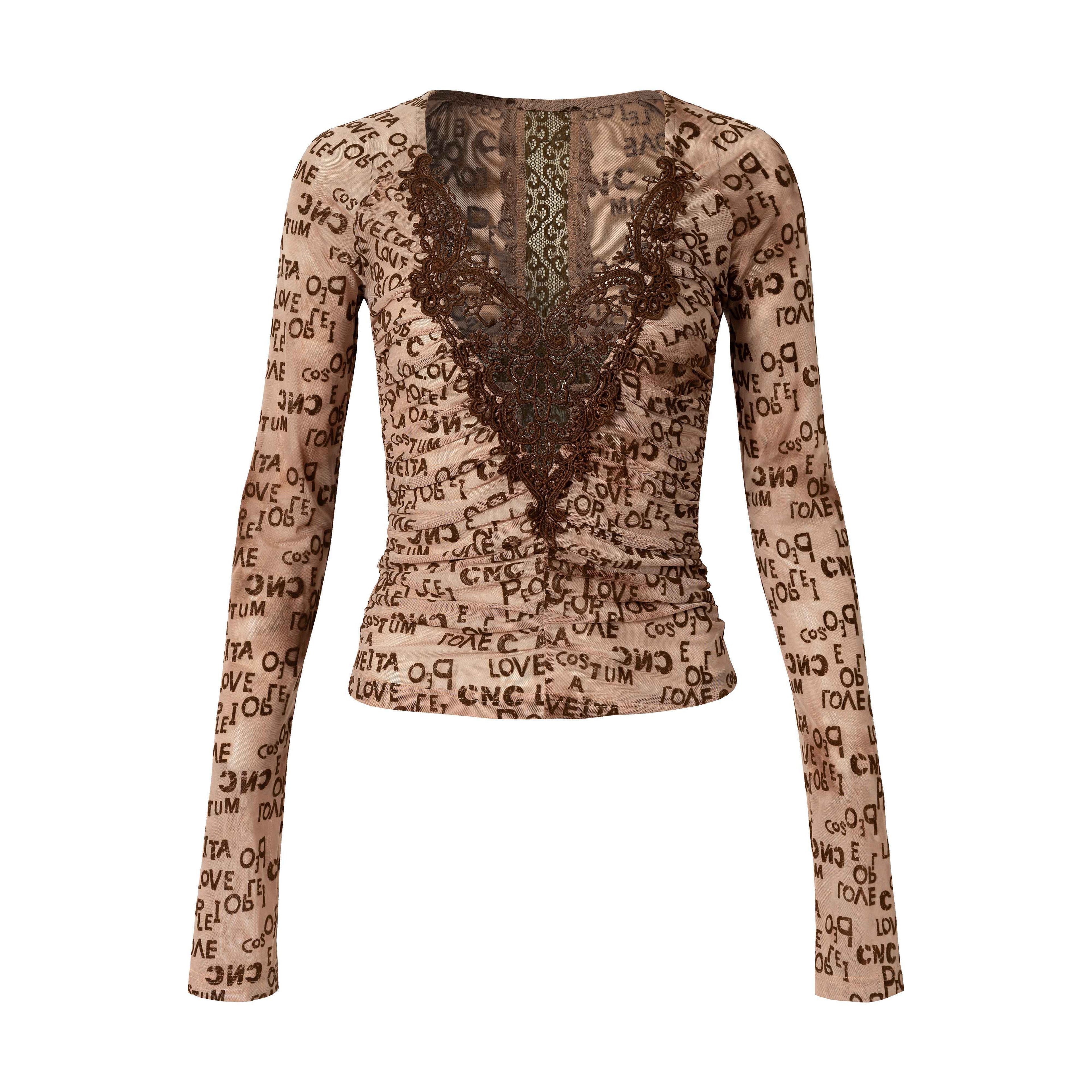 NO_ROMANCE_Vintage_Crochet_Flocked_Lace_Slim_V-neck_Women&