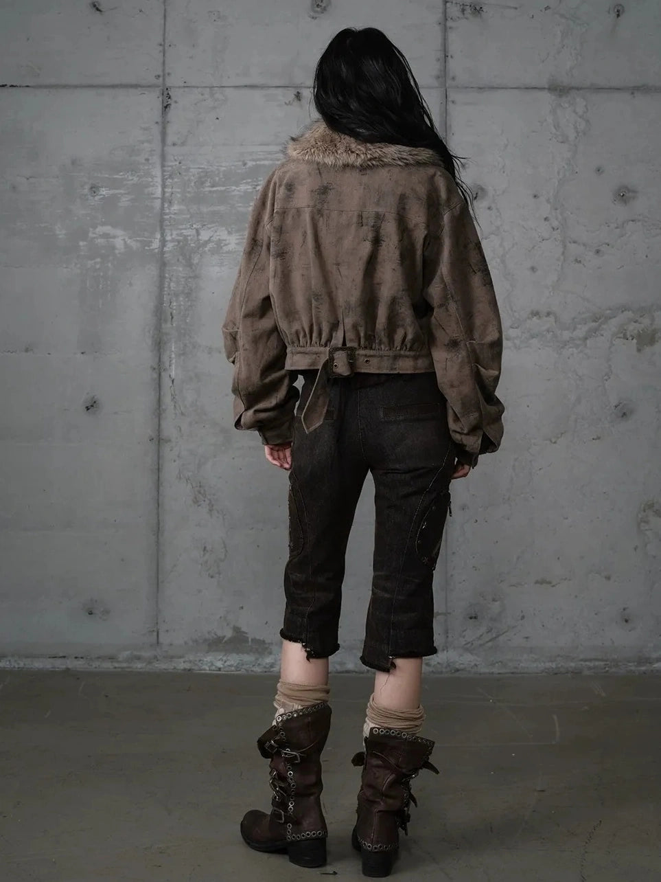 NO ROMANCE Vintage Plaid Oversized Layered Look Women Long Sleeve Button Front Jacket