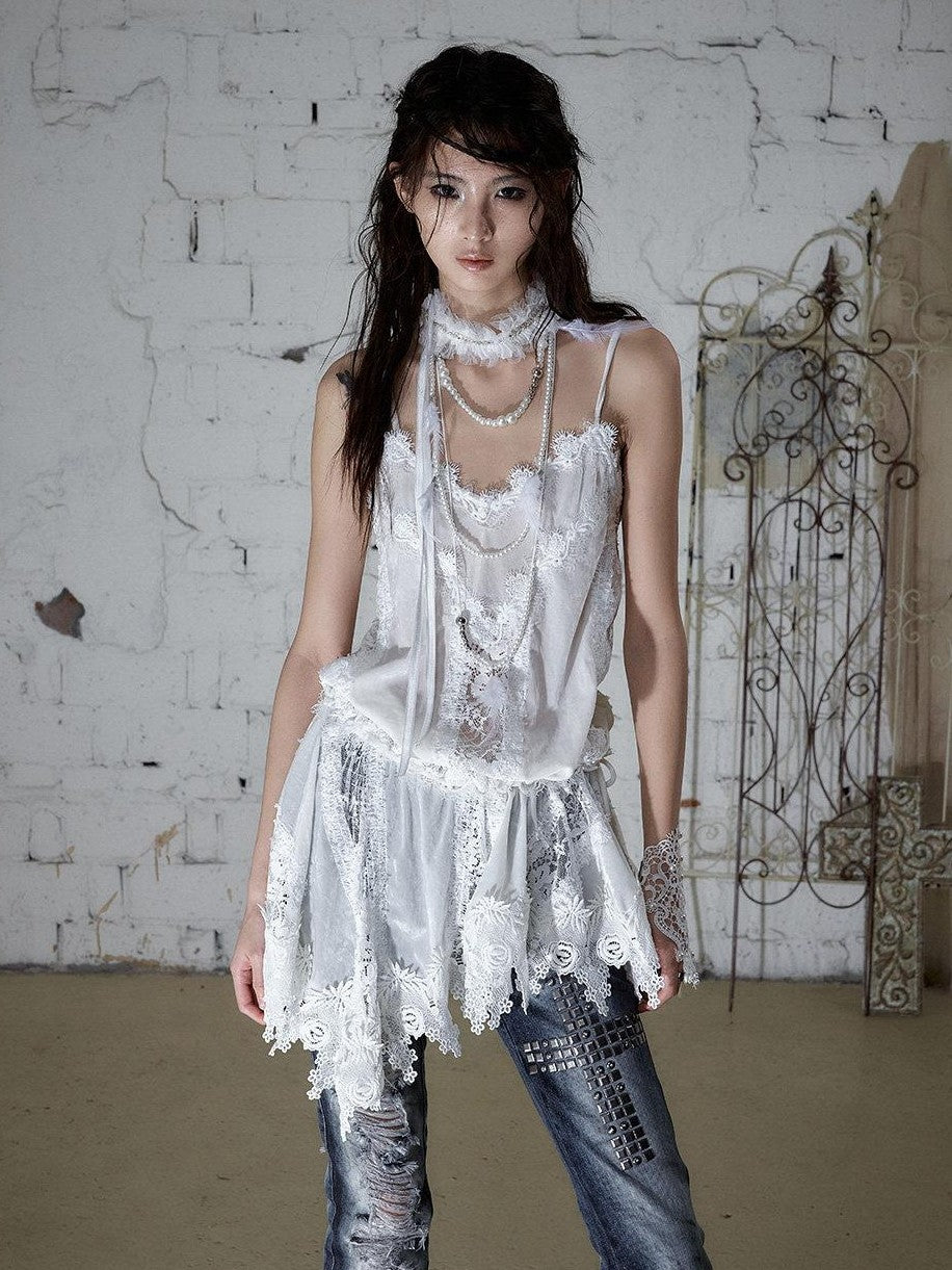 NO ROMANCE Vintage Pleated Hand Beaded Collar Women&