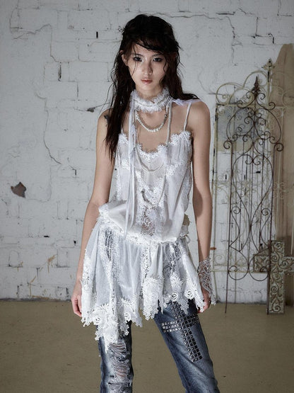 NO ROMANCE Vintage Pleated Hand Beaded Collar Women&