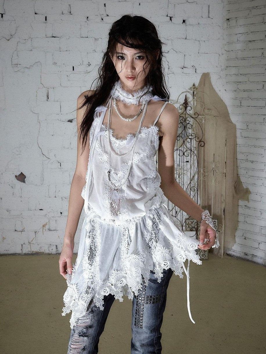 NO ROMANCE Vintage Pleated Hand Beaded Collar Women&