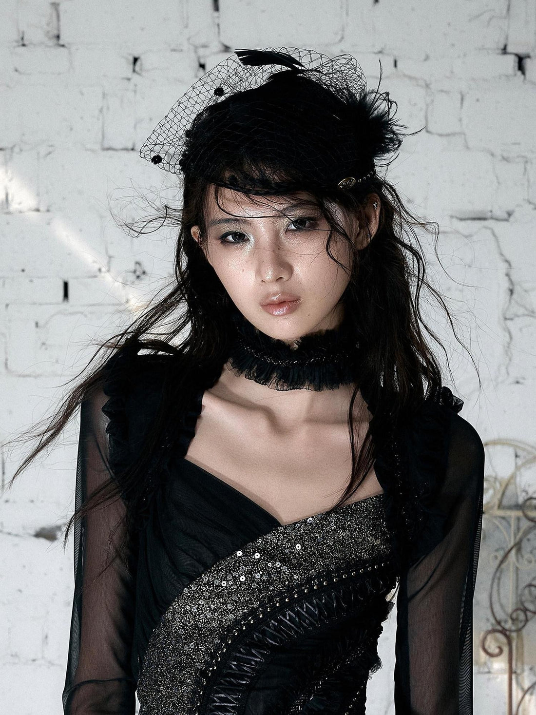NO ROMANCE Vintage Pleated Hand Beaded Collar Women&
