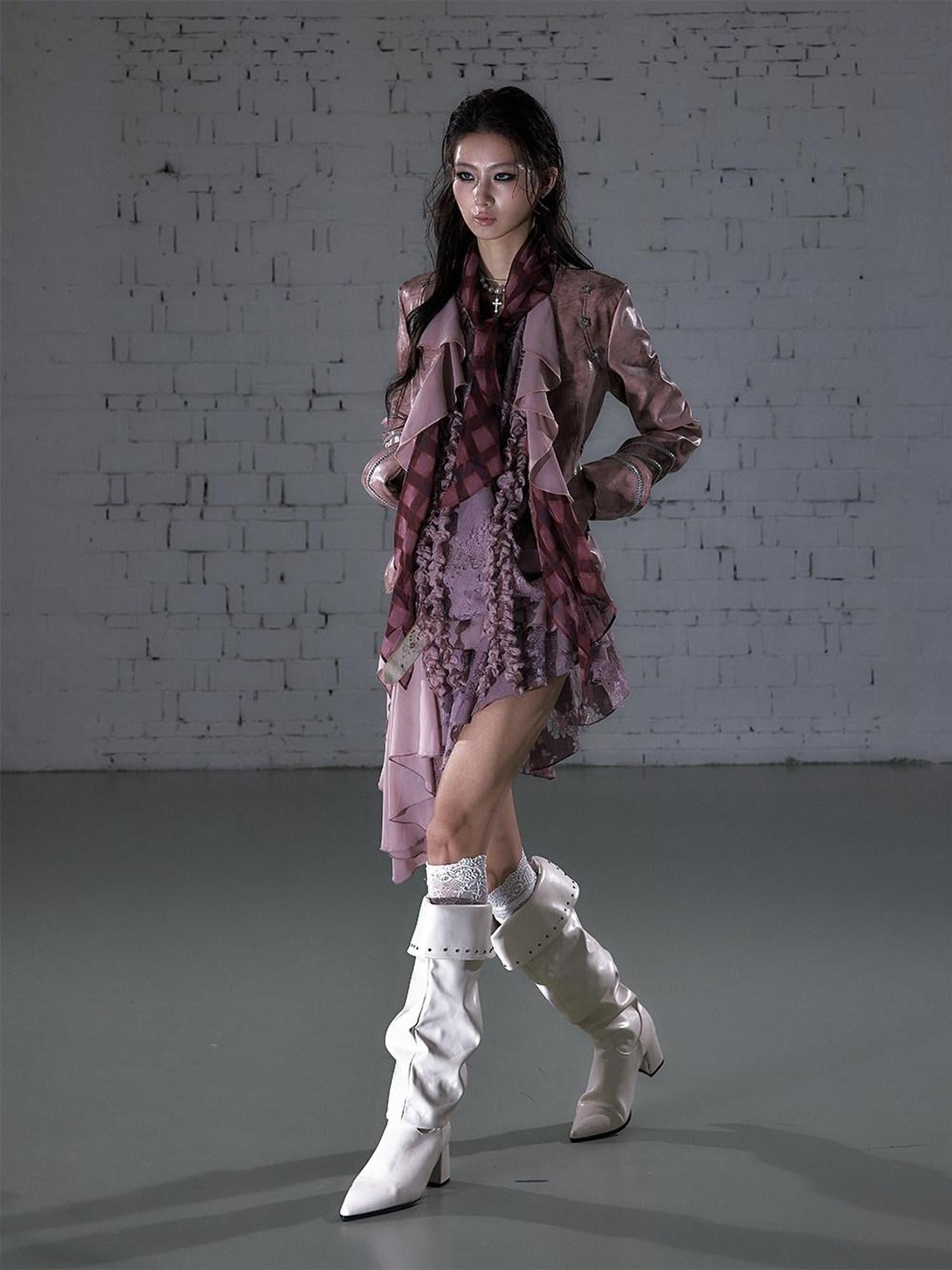 NO ROMANCE Vintage Punk Court Ribbon Scarf Slim Women&