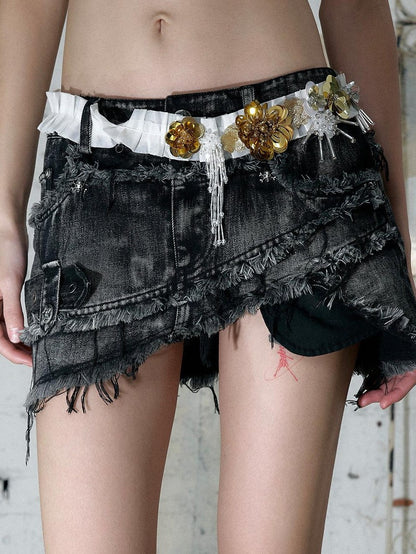 NO ROMANCE Vintage Regal Pleated Hand Beaded Floral Women&