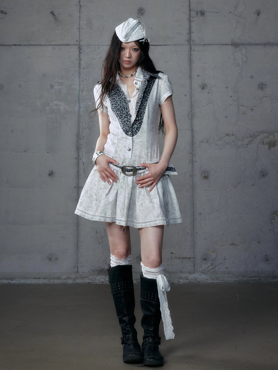 NO ROMANCE Vintage Slim Fit Polo Collar Short Sleeve Two Piece Look Women A Line Dresses