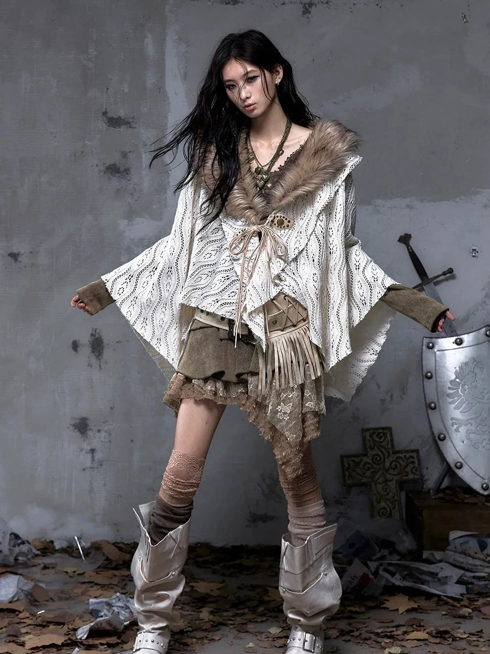 NO ROMANCE Warm Minimalist Style Women Office Casual Solid Color Beige Polyester Blouse