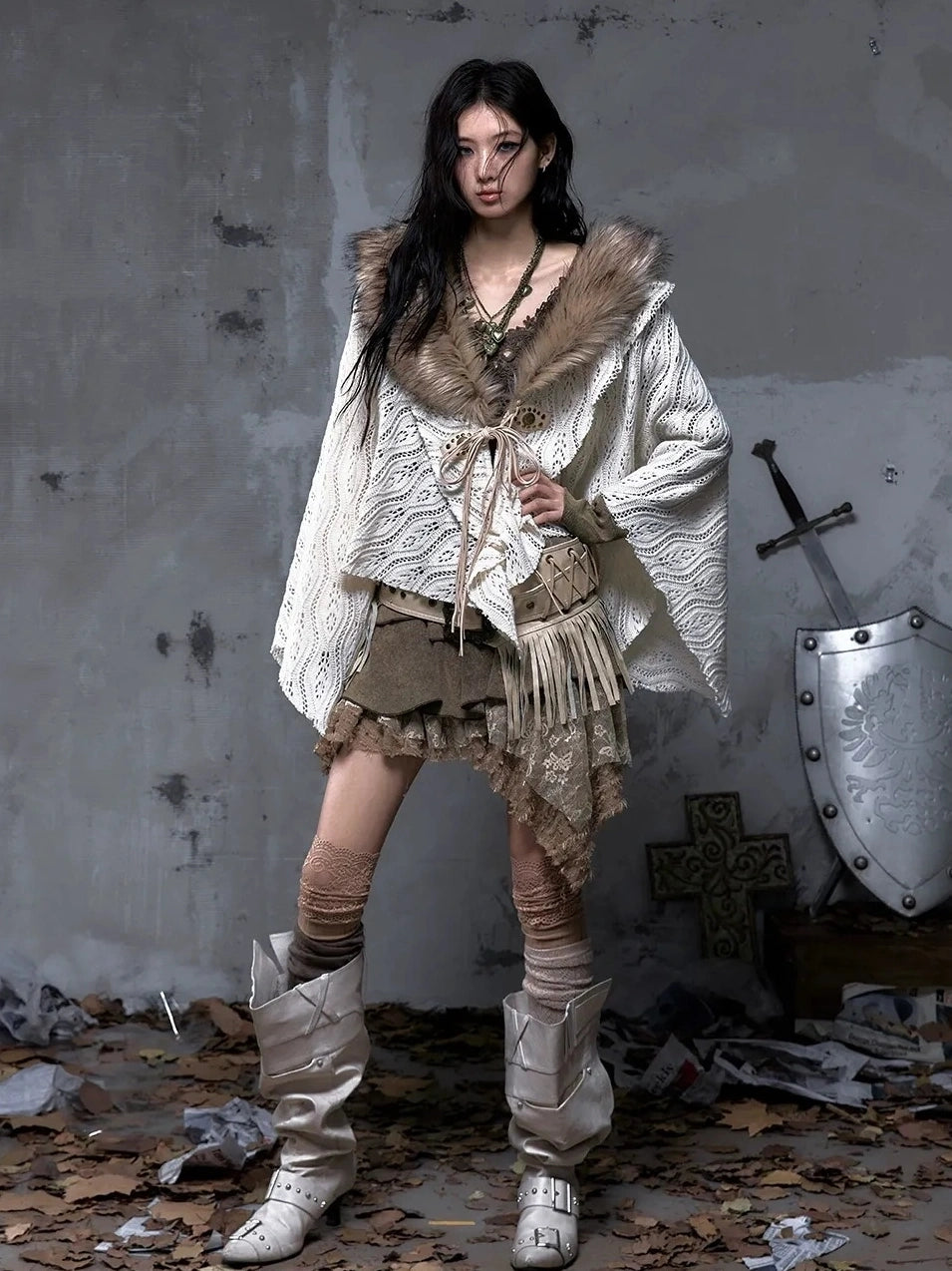 NO ROMANCE Warm Minimalist Style Women Office Casual Solid Color Beige Polyester Blouse