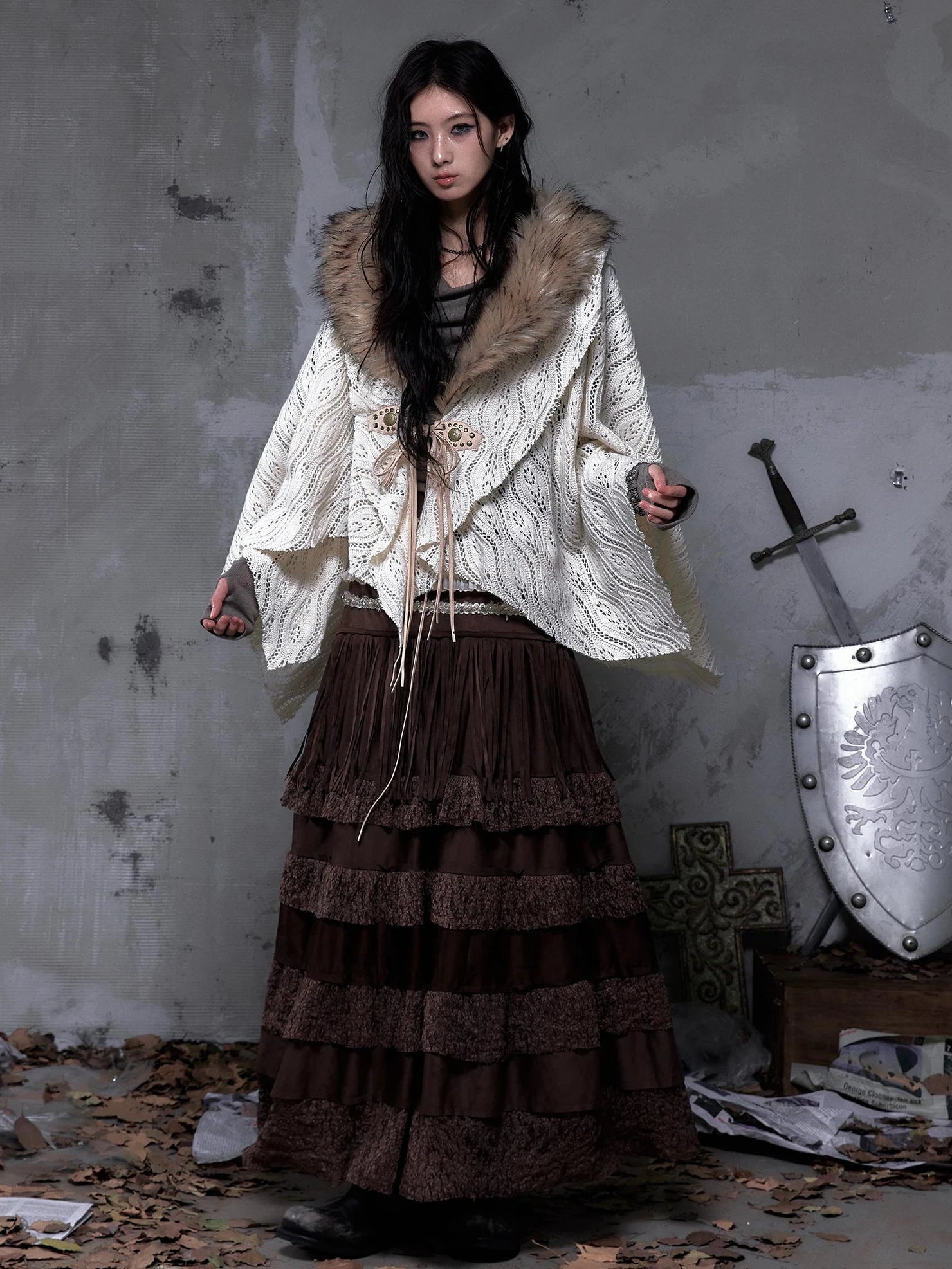 NO ROMANCE Warm Minimalist Style Women Office Casual Solid Color Beige Polyester Blouse