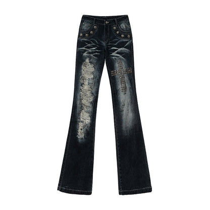 NO_ROMANCE_Washed_Rhinestone_Punk_High_Waist_Women&