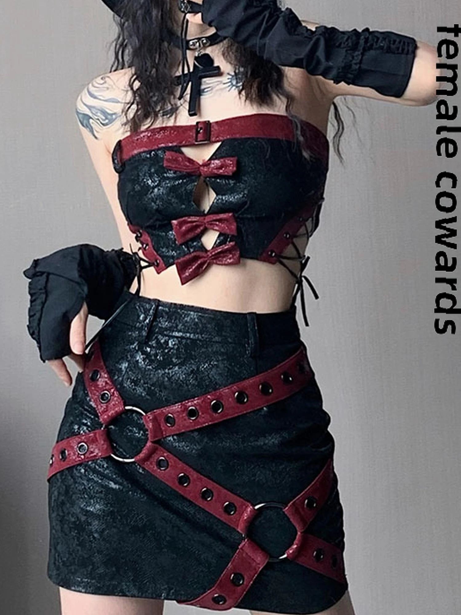 Napoleon Lock Leather Moto Skirt For Chic Riders