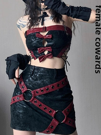 Napoleon Lock Leather Moto Skirt For Chic Riders