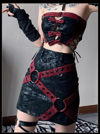 Napoleon Lock Leather Moto Skirt For Chic Riders