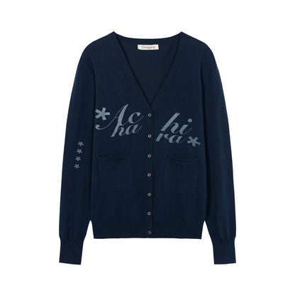 Update Achihara Achihara 2025 Knit Cardigan With Print V-Neck T-Shirt Long-Sleeve