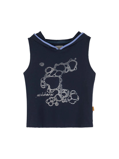 Tropical Fish Rhinestone Sleeveless Crop Top