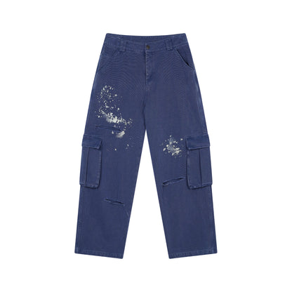 Achihara Faded Ink Canvas Cargo Pants