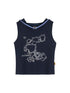 Achihara Tropical Fish Rhinestone Sleeveless Crop Top