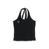 Achihara Summer Black Cropped Bubble Sleeve T-shirt Round Neck Top