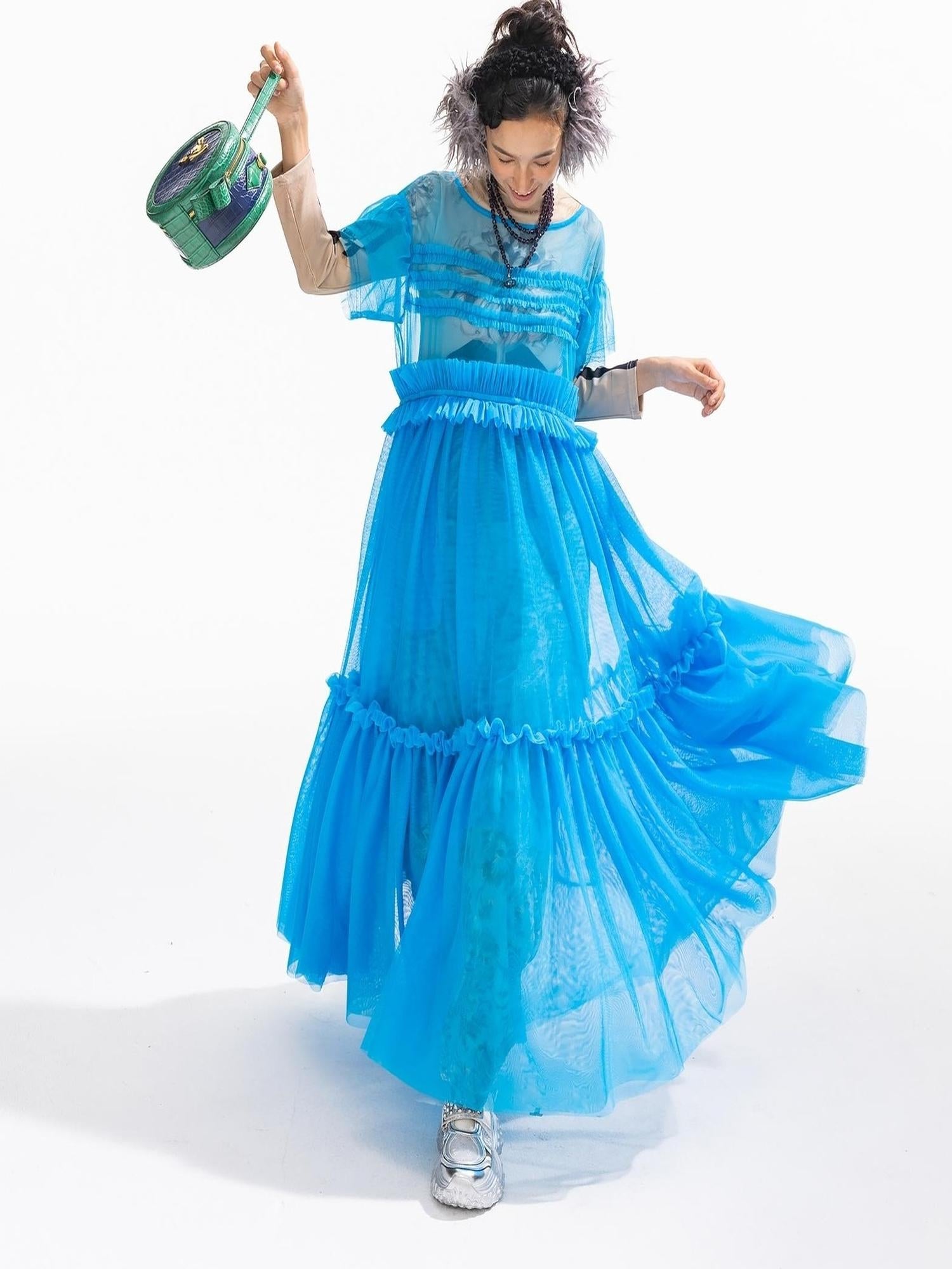 Sweet Mi Neptune S Ruffle Fairy Dress With Layered Suspenders