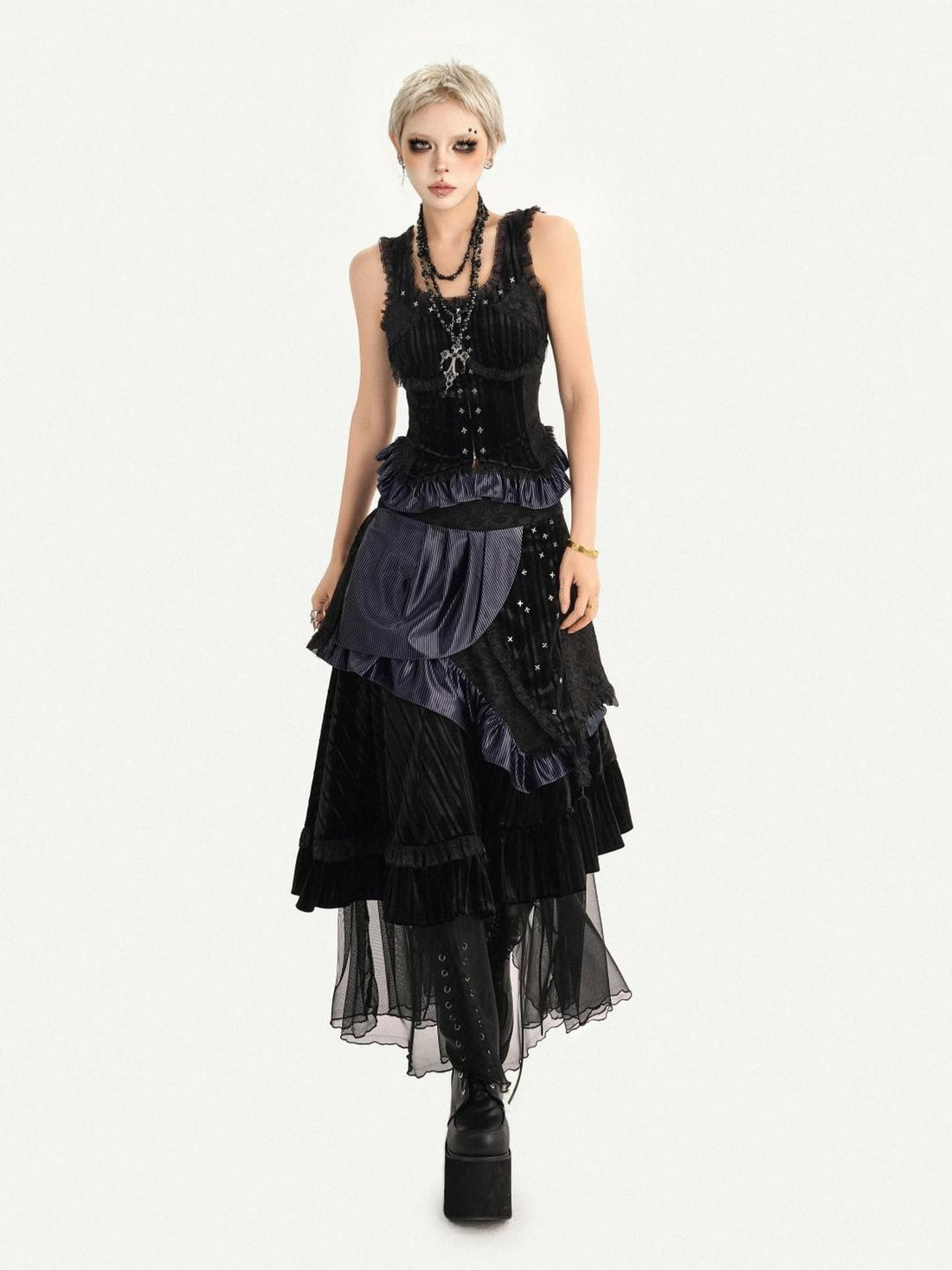 Nico Molly American Gothic Black Ruffle Padded Fitted Women&
