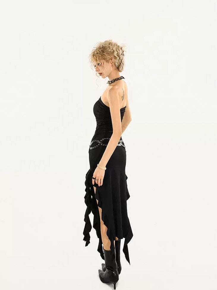 Nico Molly Asymmetric Tie Sash High Waist Pencil Slim Women&