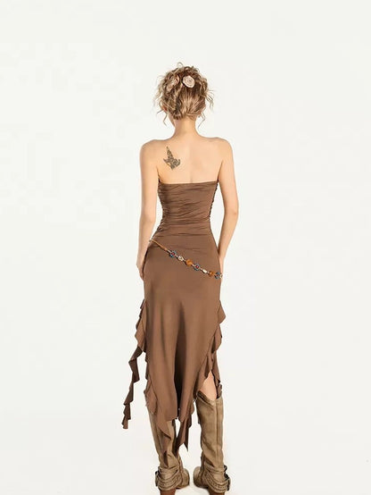 Nico Molly Asymmetric Tie Sash High Waist Pencil Slim Women&