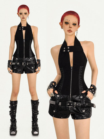 Nico Molly Black Boned Zipper Corset Slim Fit Women&