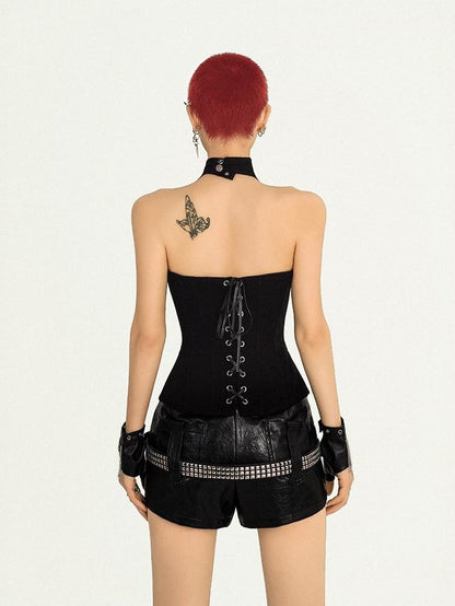 Nico Molly Black Boned Zipper Corset Slim Fit Women&
