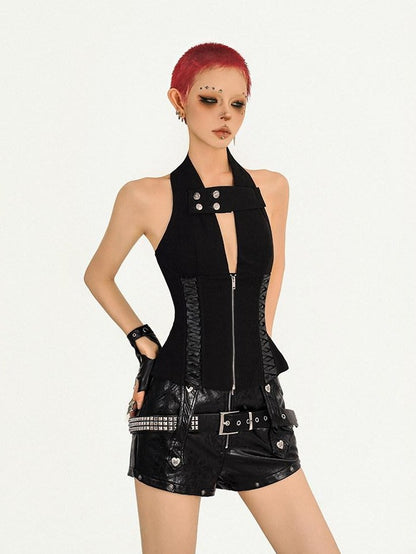 Nico Molly Black Boned Zipper Corset Slim Fit Women&