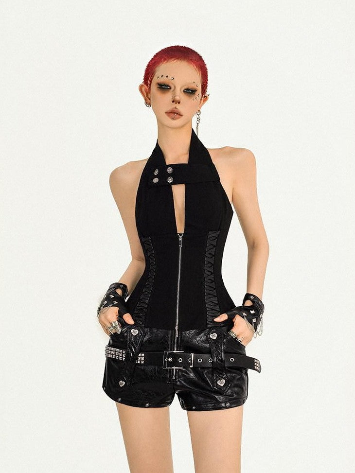Nico Molly Black Boned Zipper Corset Slim Fit Women&