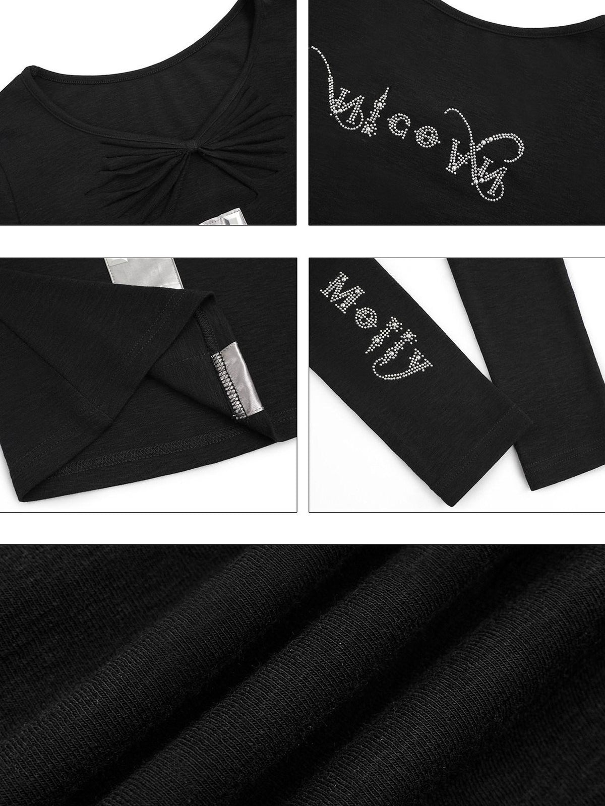 Nico Molly Black Cross Cutout Round Neck Slim Fit Women&