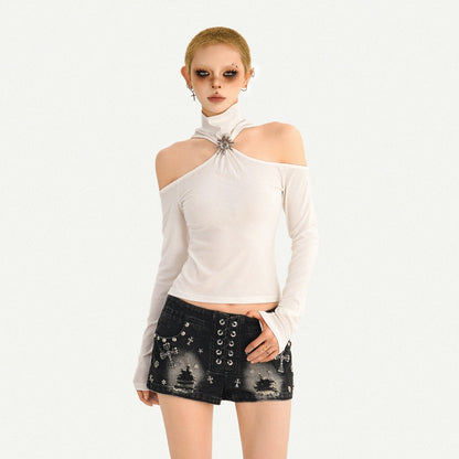 Nico_Molly_Black_Cutout_Halter_Off_Shoulder_High_Neck_Women&