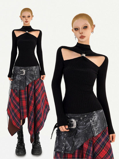 Nico Molly Black Cutout High Neck Slim Fit Women&