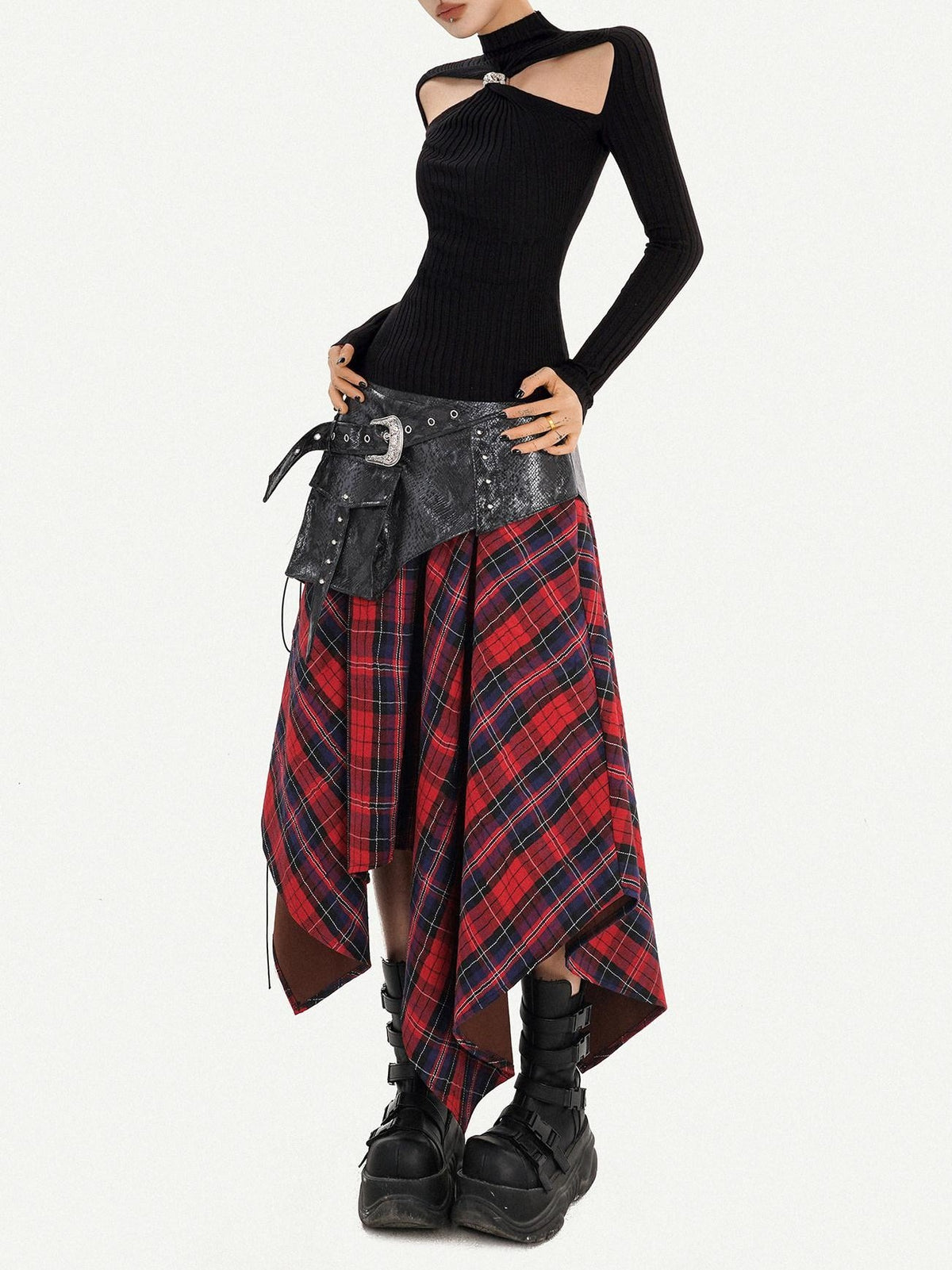 Nico Molly Black Cutout High Neck Slim Fit Women&